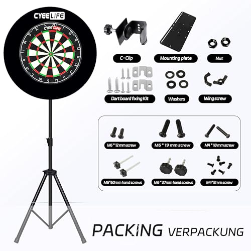 CyeeLife Dartboard Stand – Portable Tripod with Adjustable Height, Black