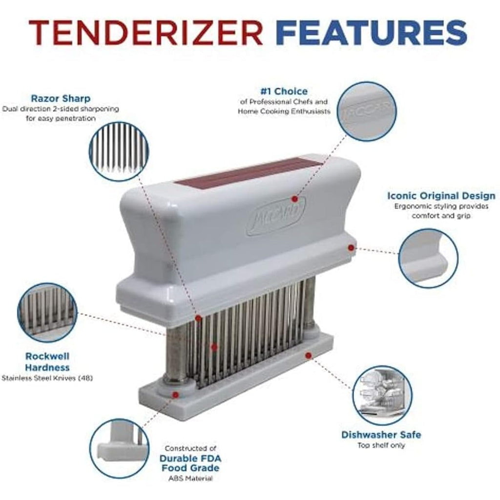 Jaccard 48-Blade Meat Tenderizer – Stainless Steel Needle Tool, Red