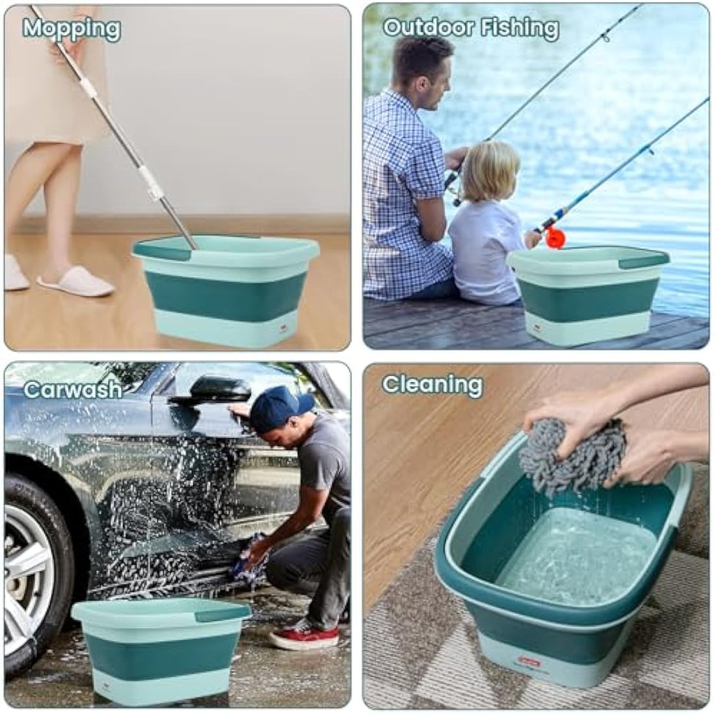 DEANIC Collapsible Foot Spa Bath with Massager and Carry Handle - Blue