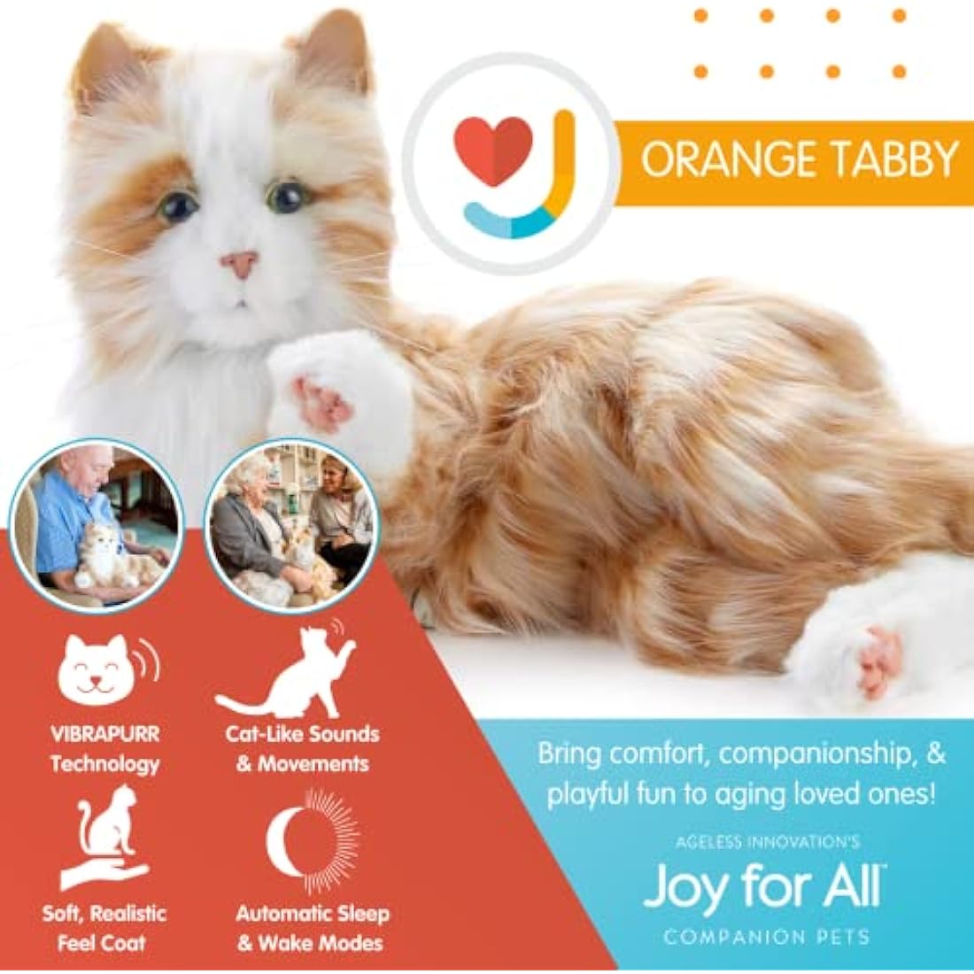 Joy For All Interactive Companion Cat – Lifelike Orange Tabby Pet