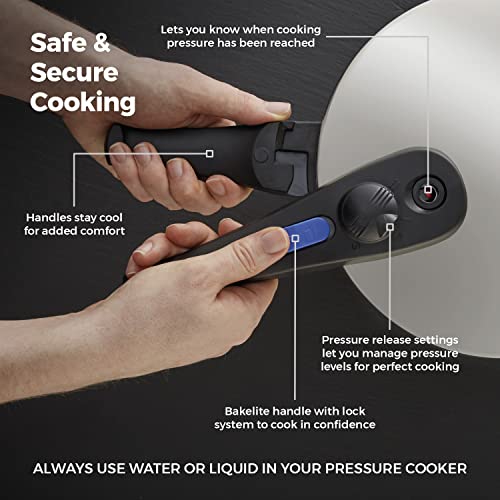 Tower Express Pressure Cooker – 6L Stainless Steel with Bakelite Handle