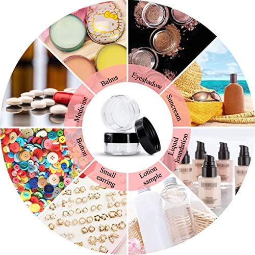 Jolof Store 60-Piece 5ml Clear Plastic Cosmetic Sample Jars for Makeup