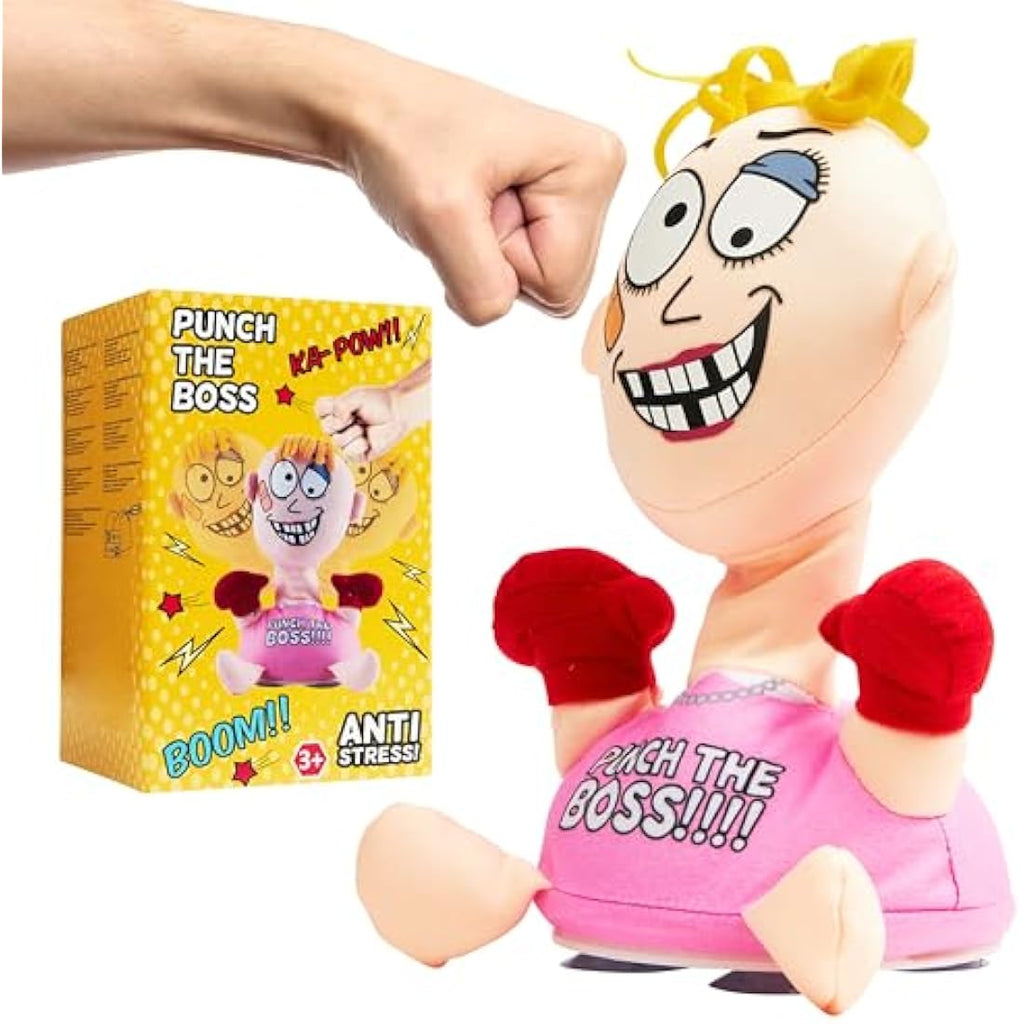 Jolof Store Punch The Boss Stress Relief Desk Toy - Shouting Pink Plush