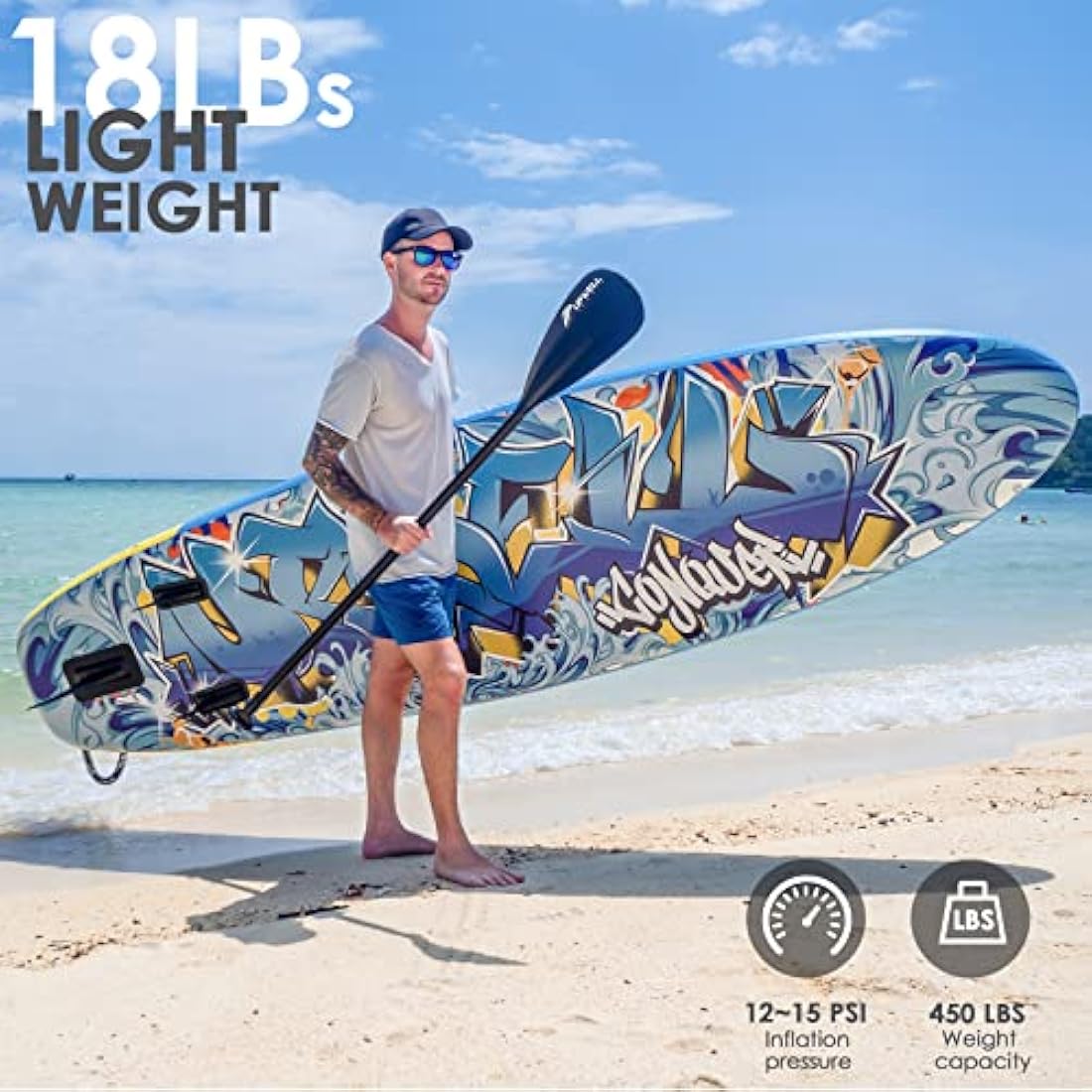 UPWELL 10'6" Inflatable Stand Up Paddle Board with Kayak Seat & Fins