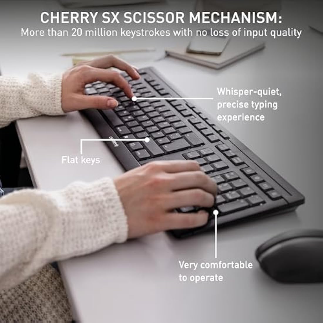 CHERRY STREAM Wireless Desktop Set – Quiet Keyboard and Mouse | Black