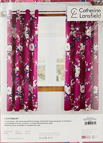 Catherine Lansfield Canterbury Plum Eyelet Blackout Curtains - 66x72