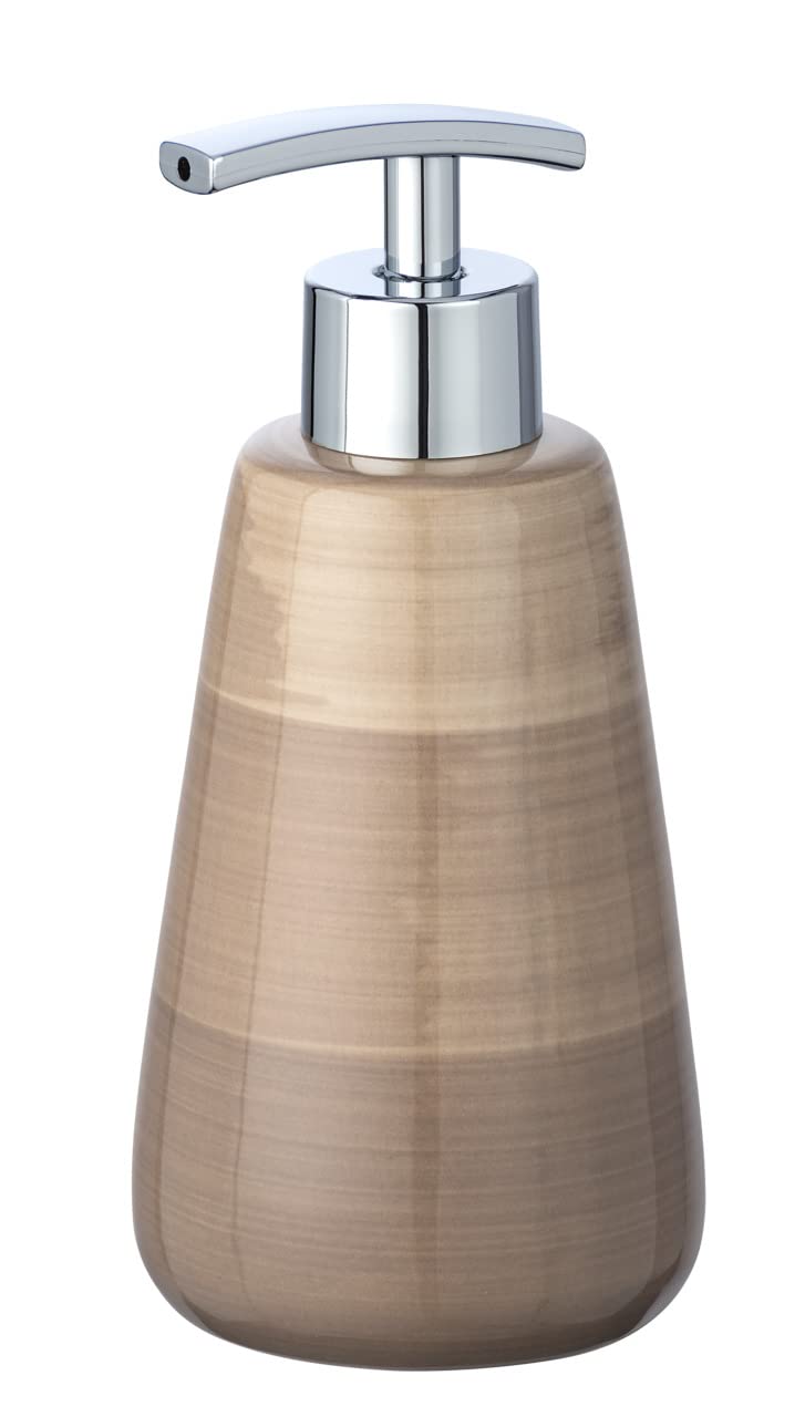 Wenko Pottery Ceramic Soap Dispenser – Hand Painted Beige Lotion Pump
