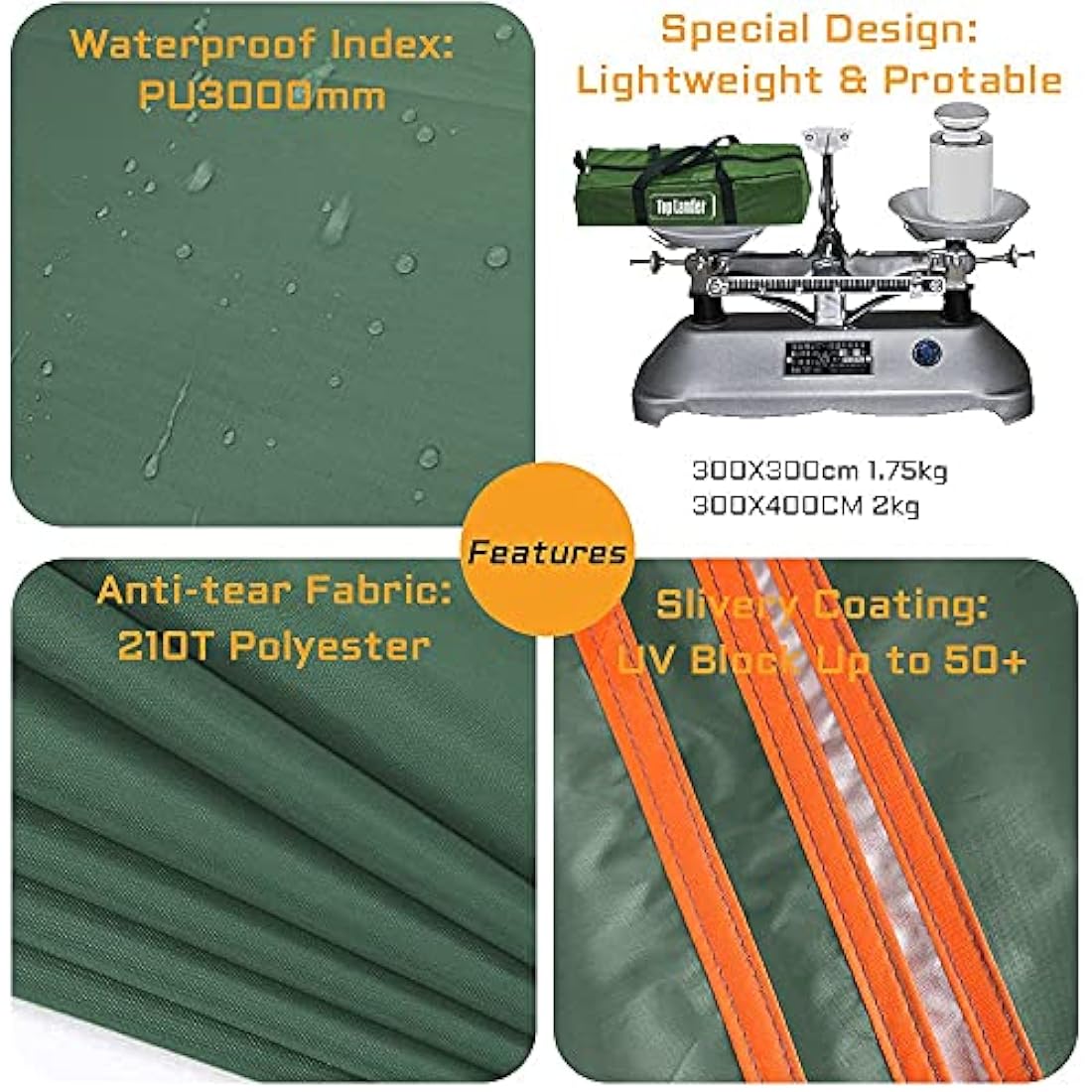 Waterproof Camping Tarp | Ripstop Rain Shelter with Poles