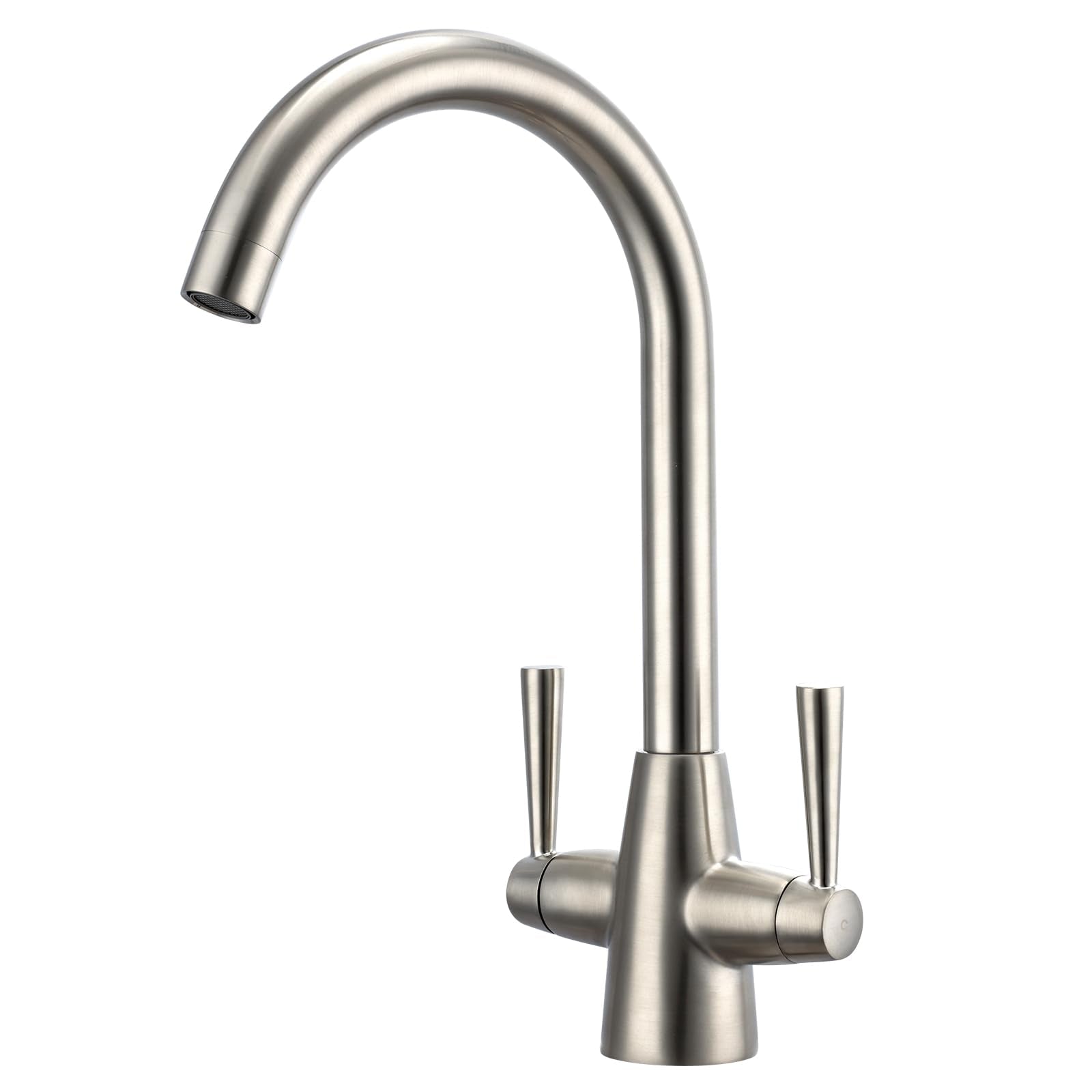 Jolof Store Dual Lever Kitchen Mixer Tap | Brushed Nickel Stainless Steel