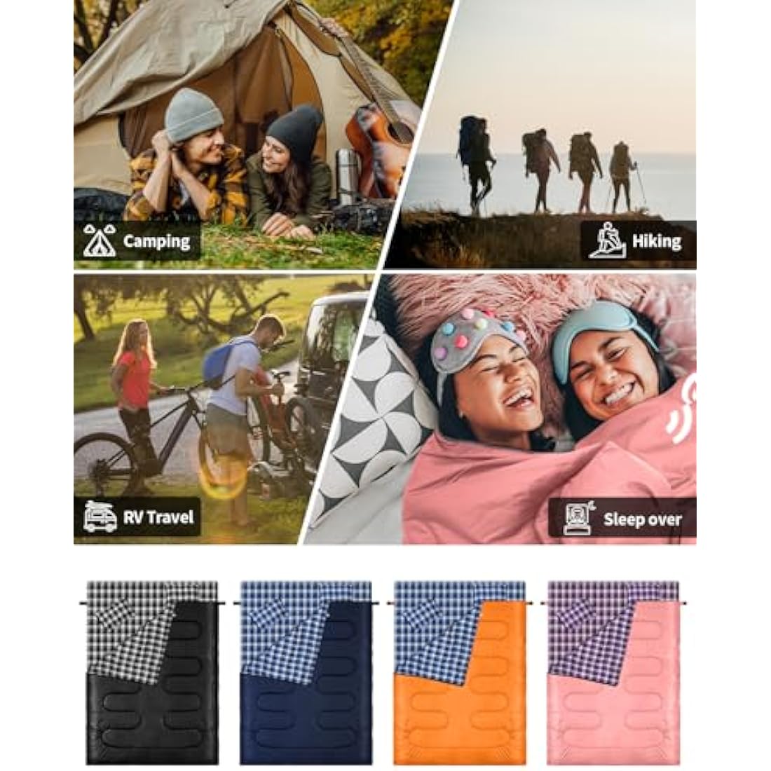 Sportneer Double Sleeping Bag | 3-Season Waterproof 2-Person Camping Gear