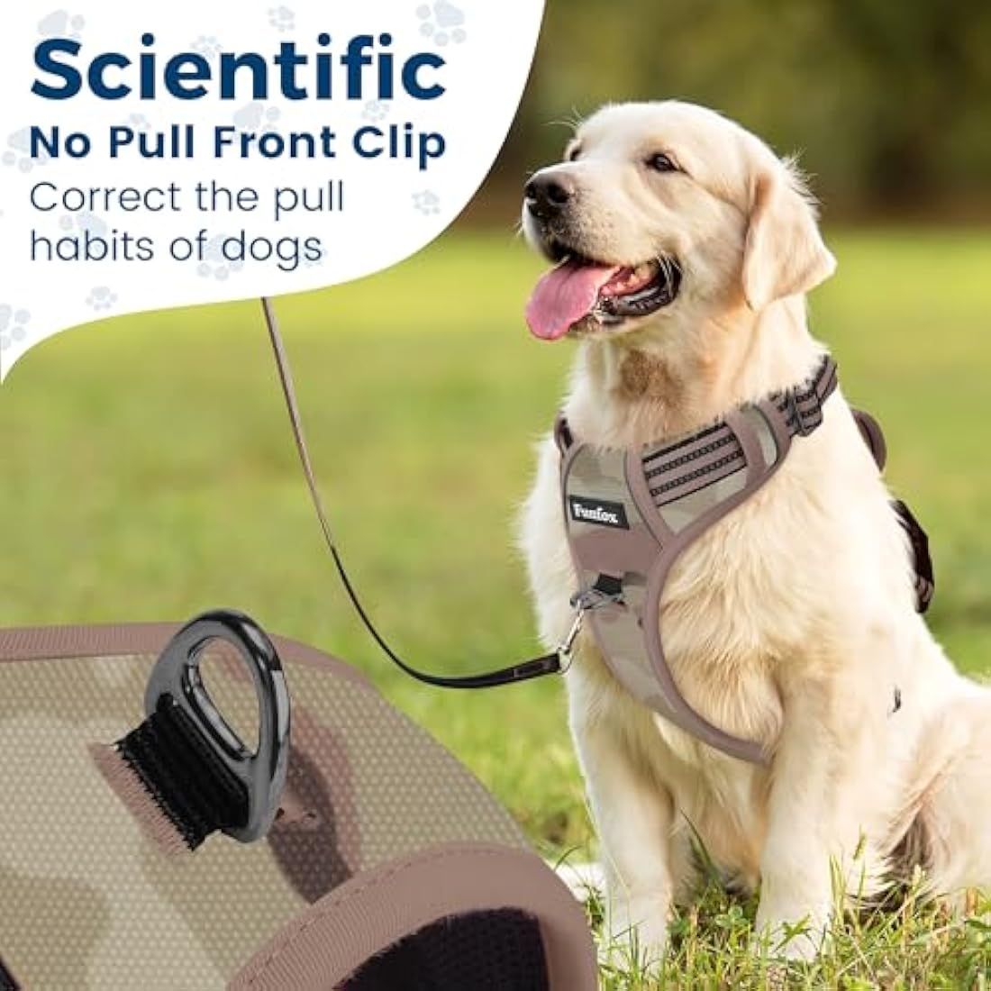 No Pull Dog Harness – Reflective Adjustable Mesh Vest, Camo Green