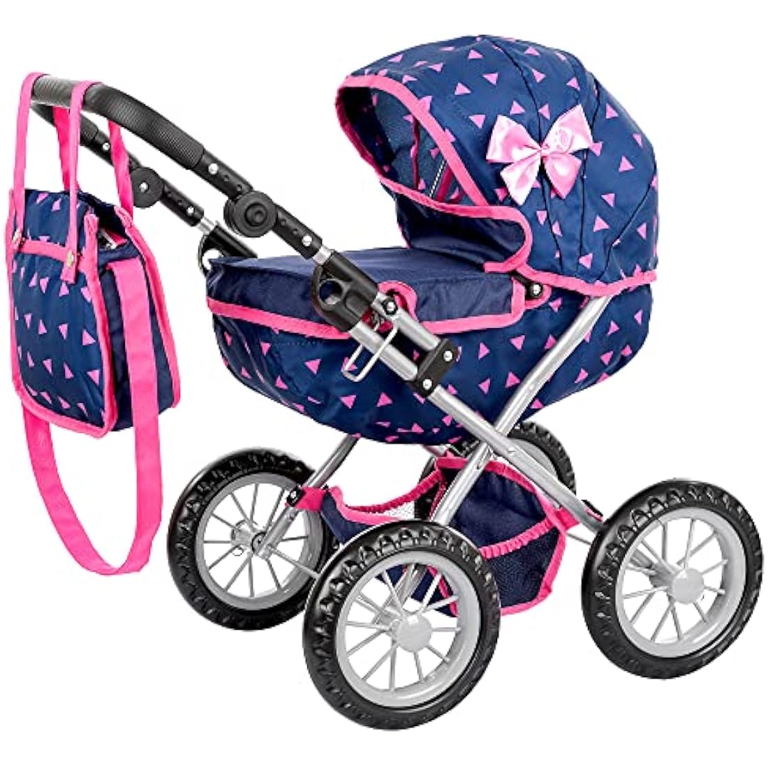 Kinderplay Dolls Pram – Adjustable Toy Stroller for Dolls up to 41cm