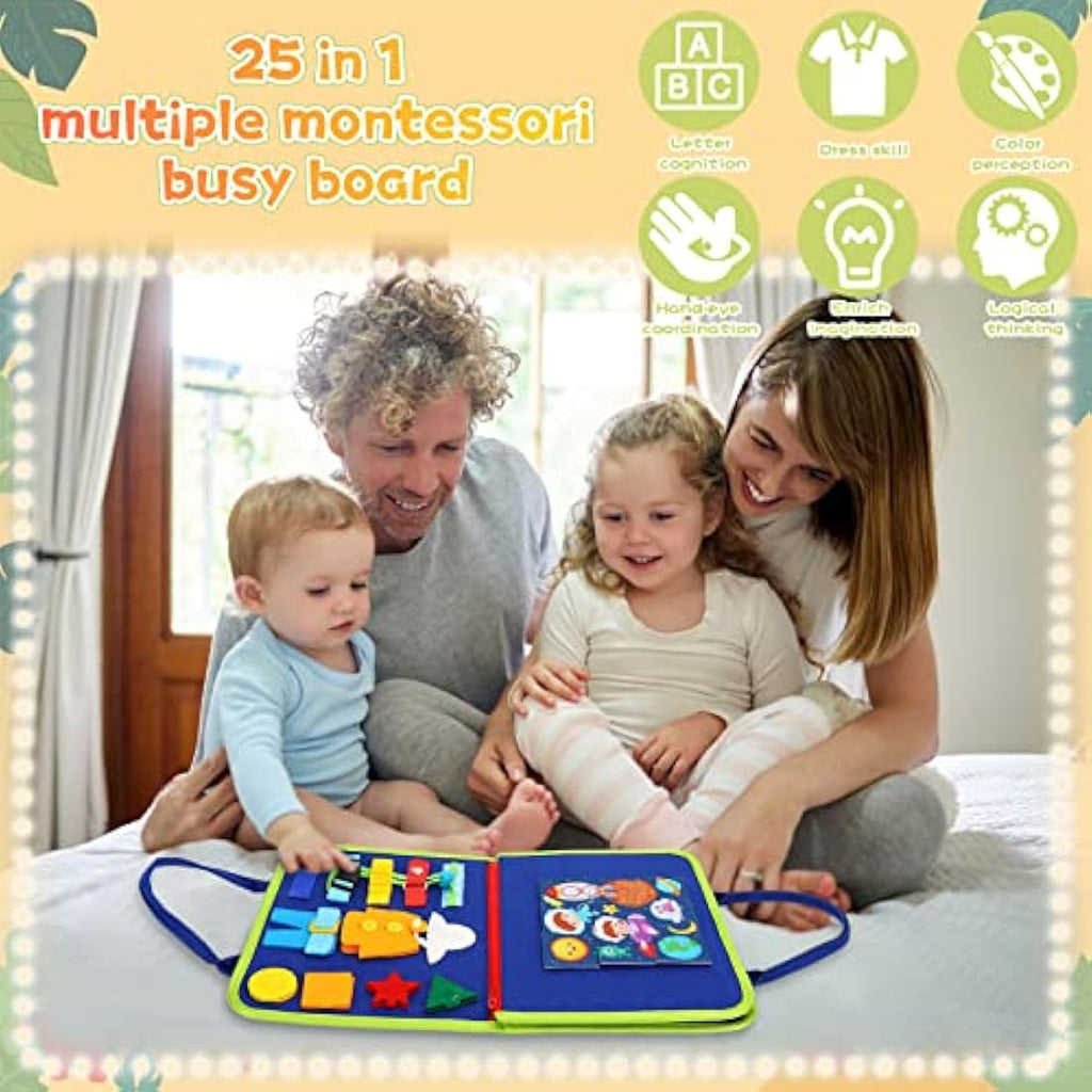 Montessori Busy Board – Sensory Travel Toy for Toddlers