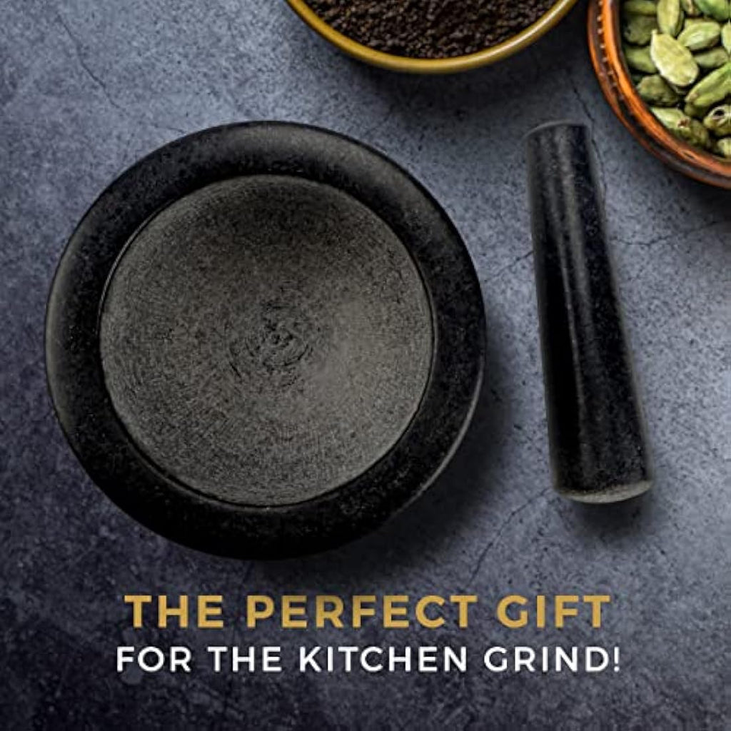 Silk Route Home Granite Pestle and Mortar Set | Durable Spice Grinder