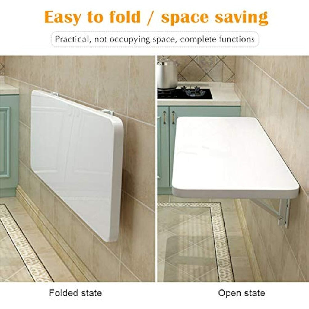 Aleawol Wall Mounted Folding Desk – 60x40cm Space Saving Table, White