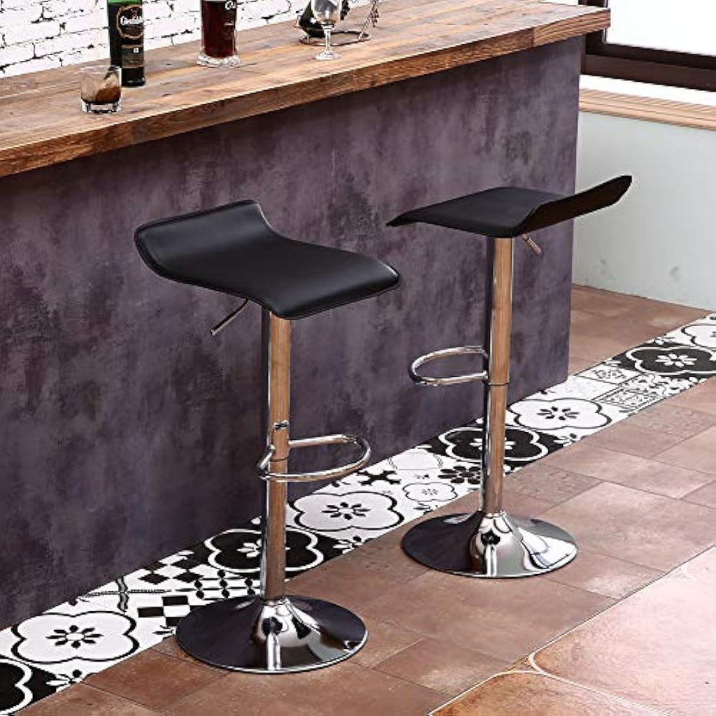 KKTONER Square PU Leather Swivel Bar Stools - Adjustable Counter Chair