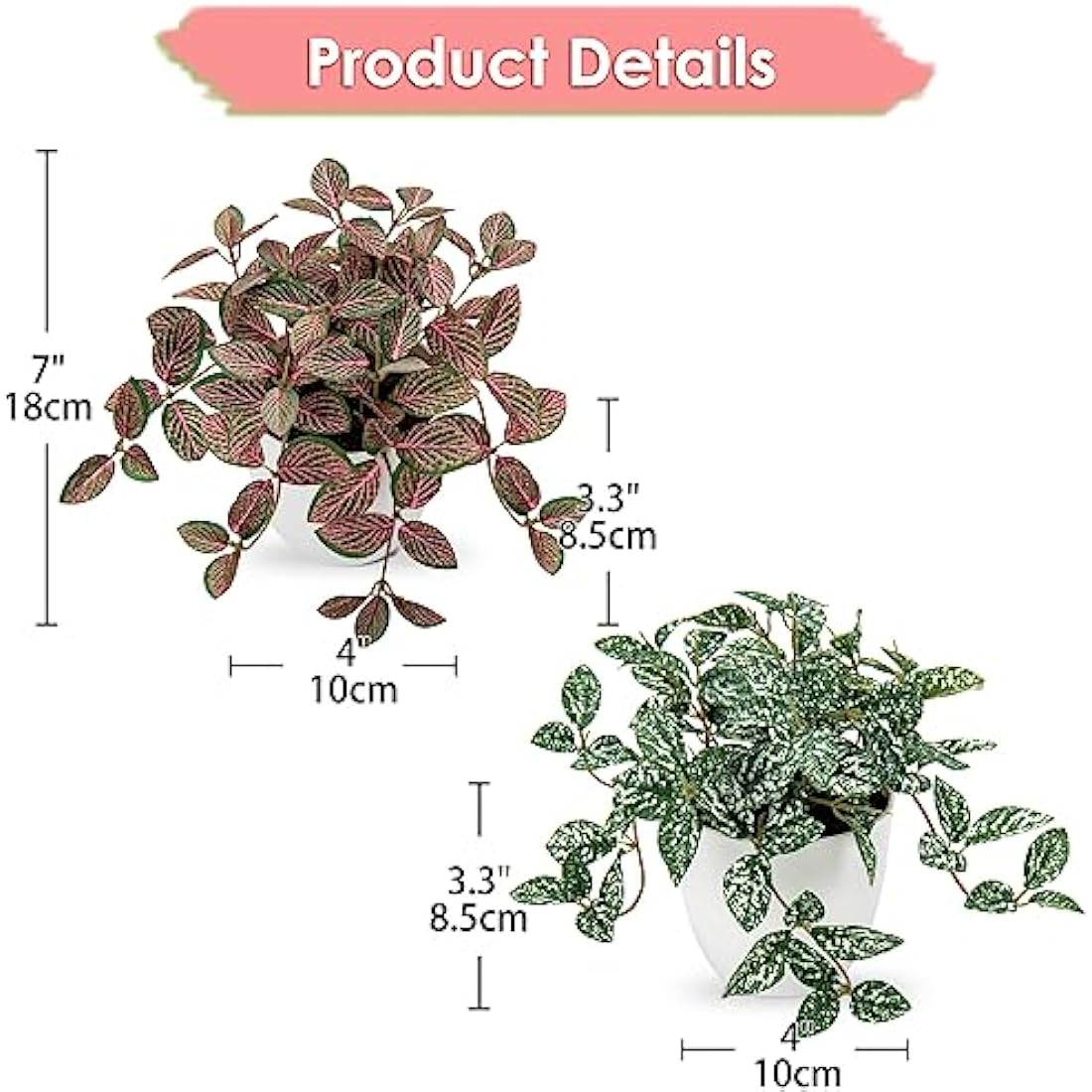 Small Artificial Potted Plants - Set of 2 Faux Indoor Greenery
