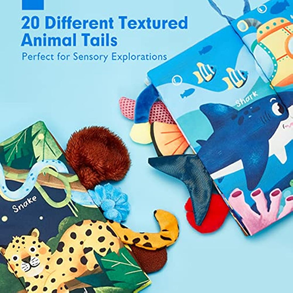 hahaland 2-Piece Baby Sensory Soft Books with Crinkle Paper & Squeaker