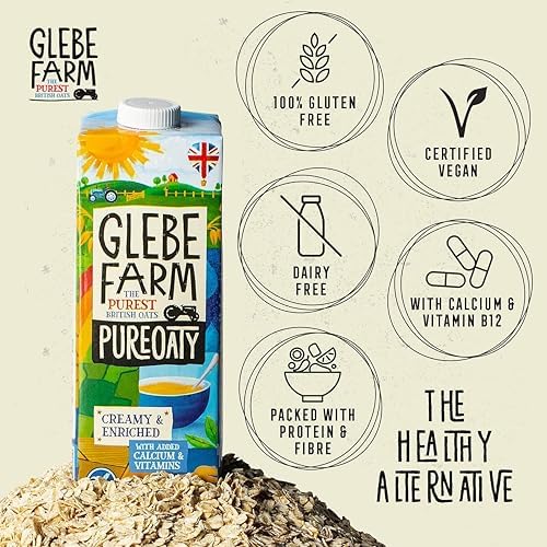 Glebe Farm PureOaty Barista Oat Milk – Gluten Free & Enriched, 6 x 1L