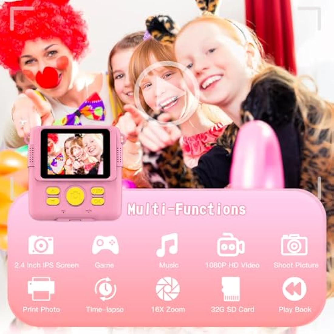 Jolof Store Kids Instant Print Camera | 1080P HD Digital Toy with 32GB SD Card