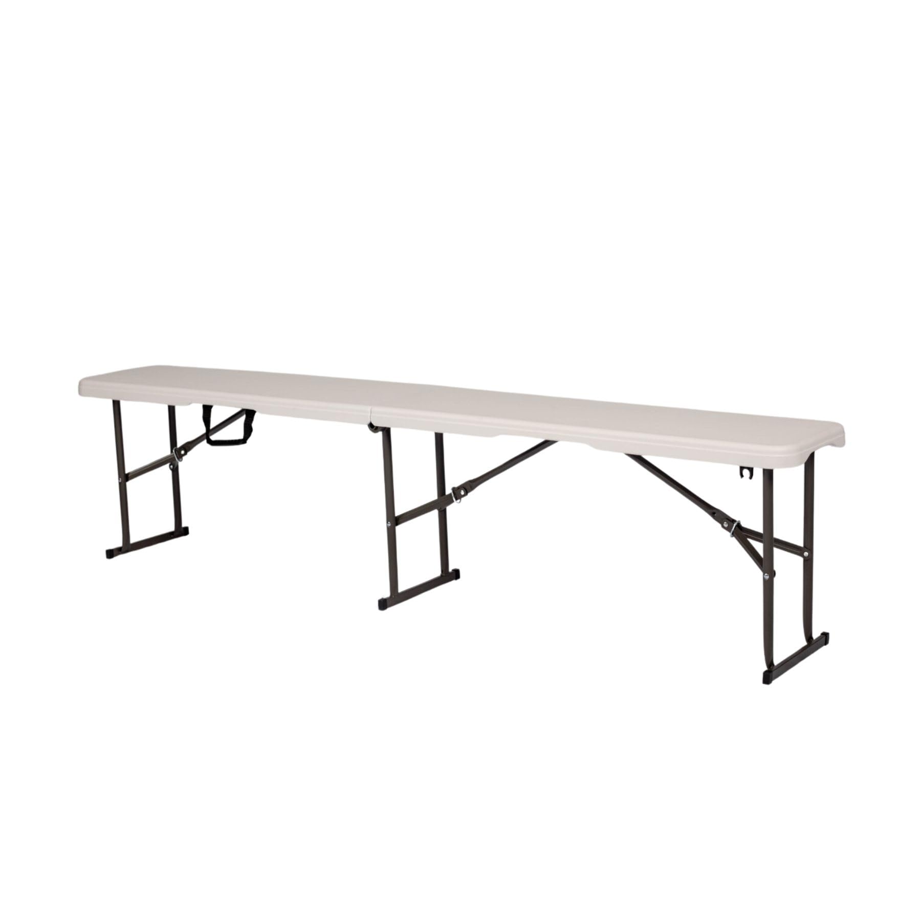 Home Source 6ft Folding Benches - Pair of Heavy Duty Portable White Seats