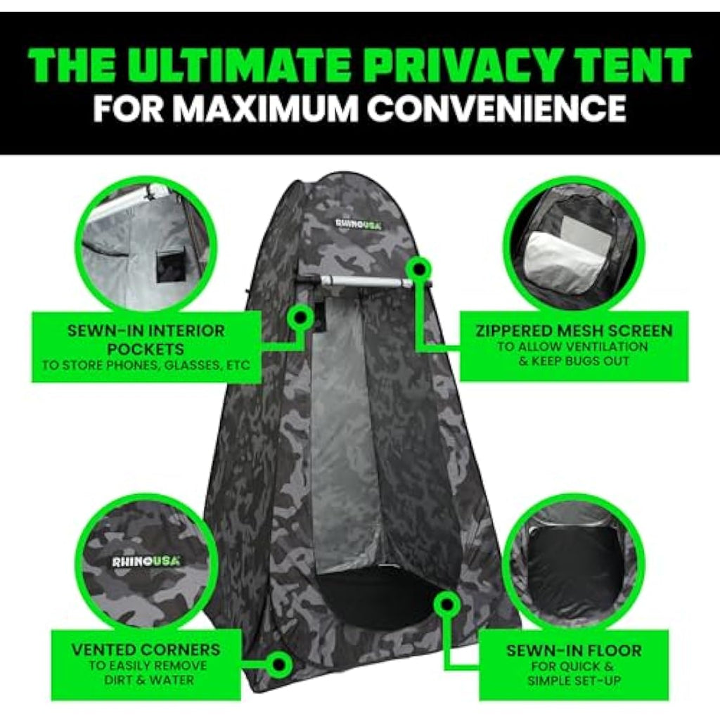 Rhino USA Pop Up Privacy Tent – Portable Camping Shower & Changing Room