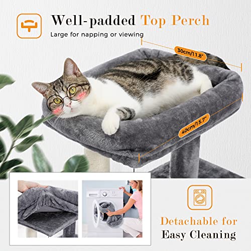 PETEPELA 34" Cat Tree Tower with Double Condos and Sisal Scratching Posts