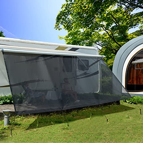 Dulepax RV Awning Privacy Screen – 8ft x 12ft Sun Shade Front Wall Kit