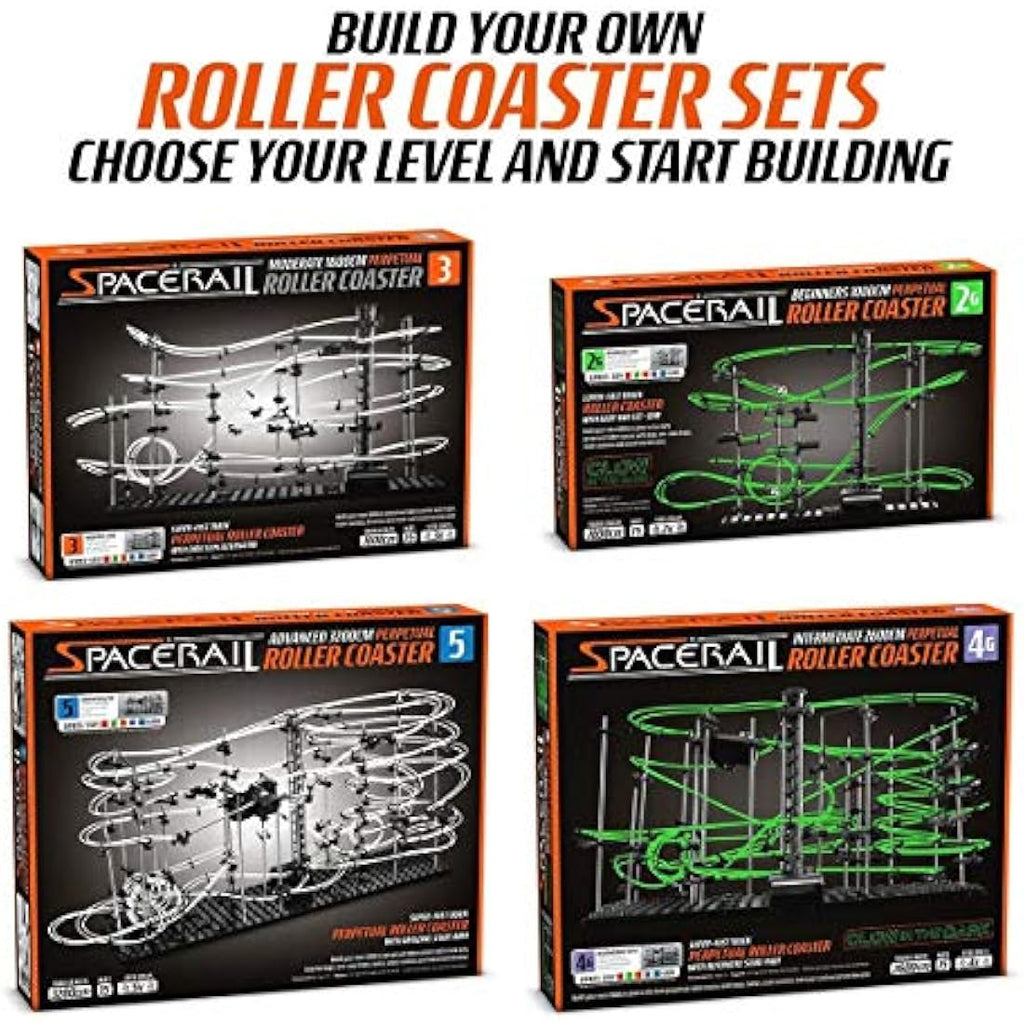 Space Rail Level 4 Glow in the Dark Marble Rollercoaster DIY Kit – 26m