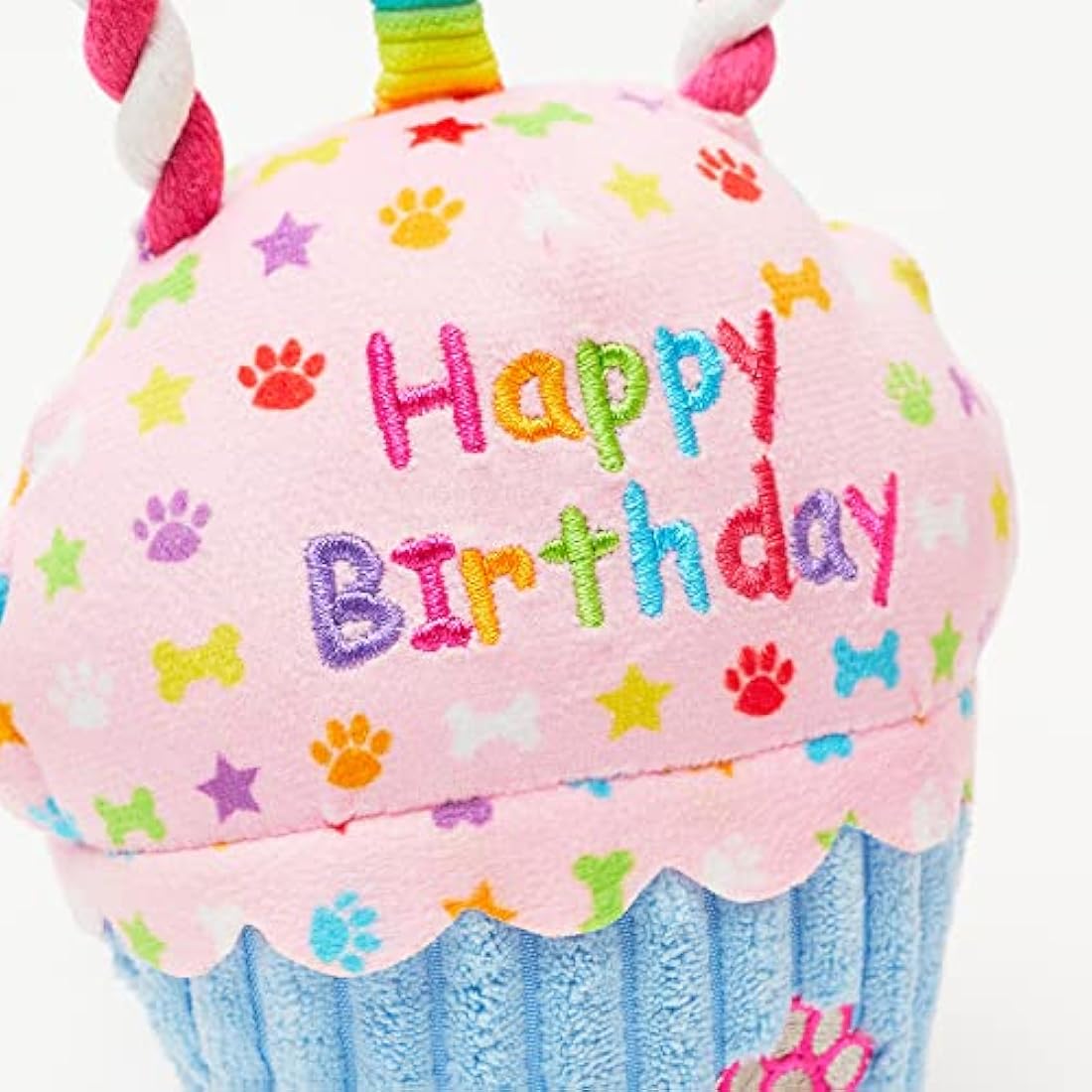 Pet London Happy Birthday Cupcake Dog Toy – Squeaky Rope Tug Gift