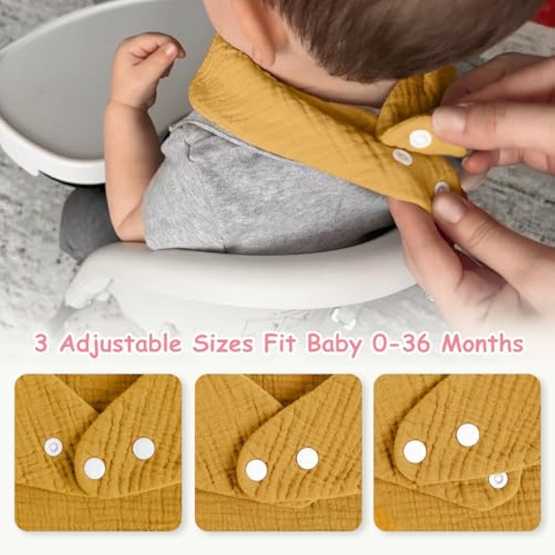 Yoofoss 10-Pack Muslin Cotton Baby Bandana Bibs | Soft Drool Bibs