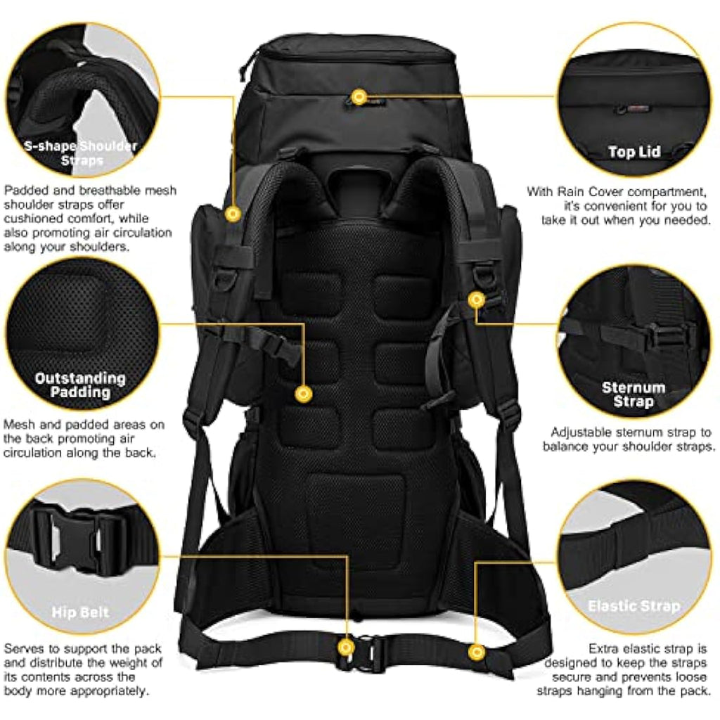 Mardingtop 60L Tactical Backpack | Military Hiking Rucksack with Rain Cover