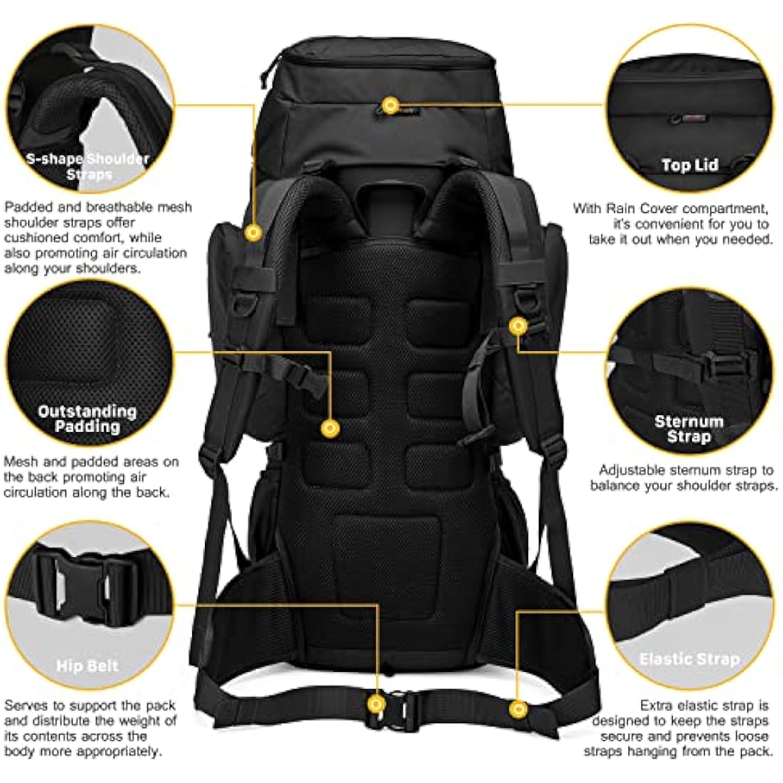 Mardingtop 60L Tactical Backpack | Military Hiking Rucksack with Rain Cover