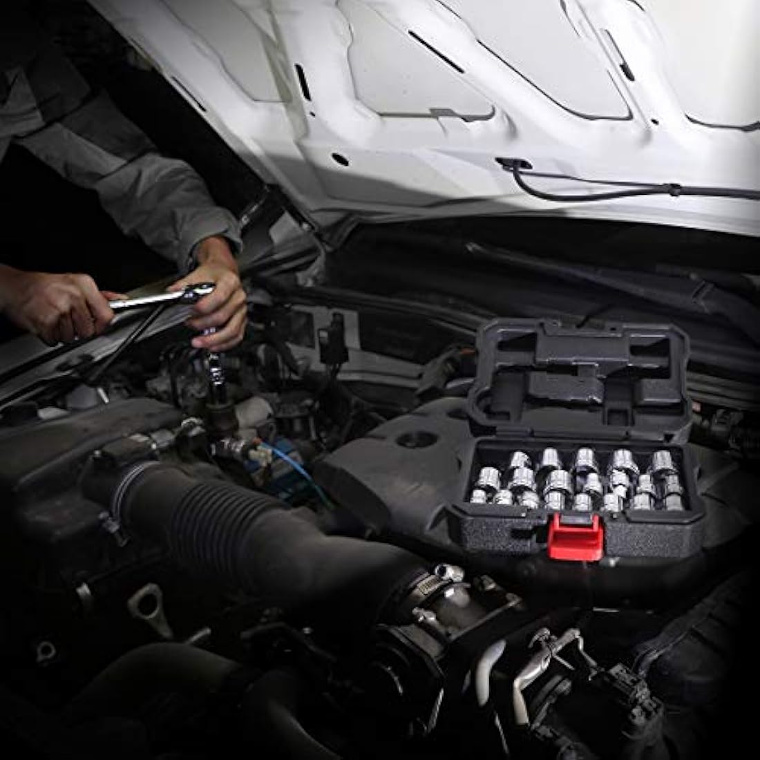 WORKPRO 24-Piece Socket Set | 3/8" Drive Metric & SAE Ratchet Wrench Kit