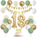 18th Birthday Decorations – Sage Green, Gold & White Party Kit