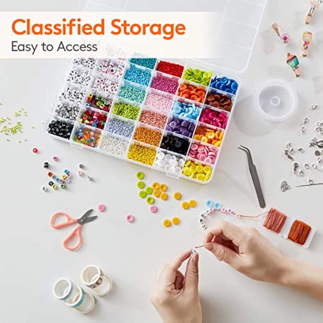 Lifewit 2-Pack 36 Grid Clear Plastic Organizer Box with Adjustable Dividers