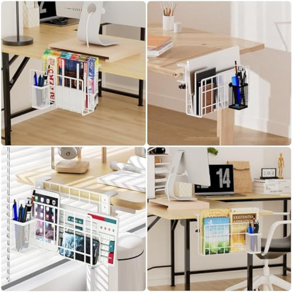 Jolof Store Desk Side Laptop Stand – Vertical Clamp-on Holder with Pen Cup