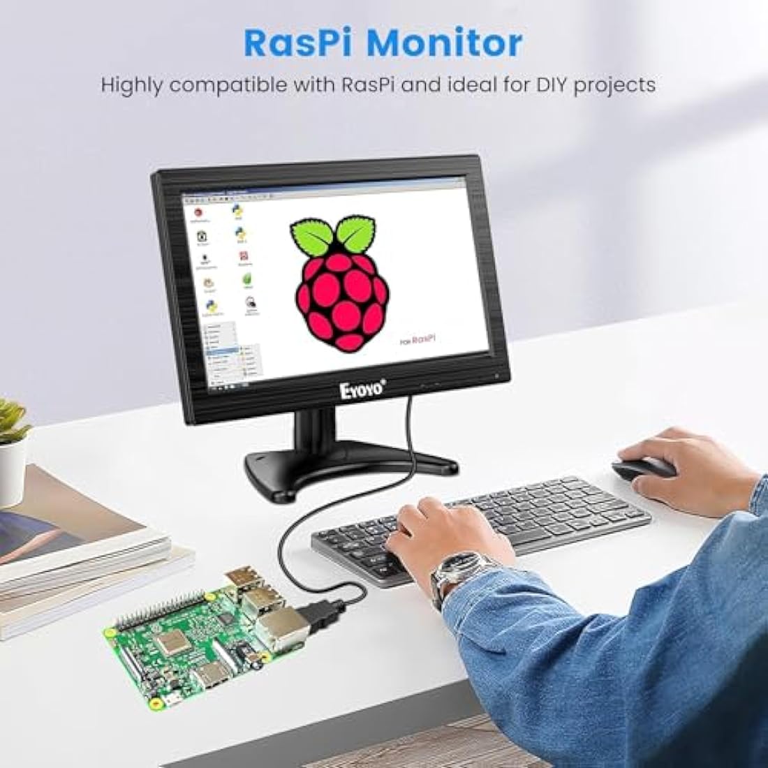 Eyoyo 12 Inch TFT LCD Monitor | 1366x768 HD Portable Display with HDMI & VGA