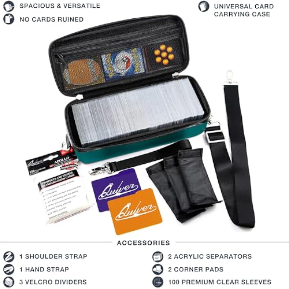Quiver Time Teal Bolt Card Carrying Case | TCG Storage for 800+ Cards