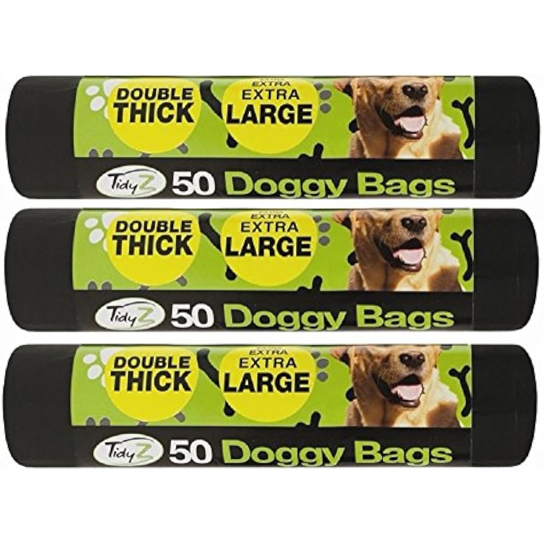 TidyZ Dog Waste Bags – 150 Extra Strong Black Poop Bags with Tie Handles