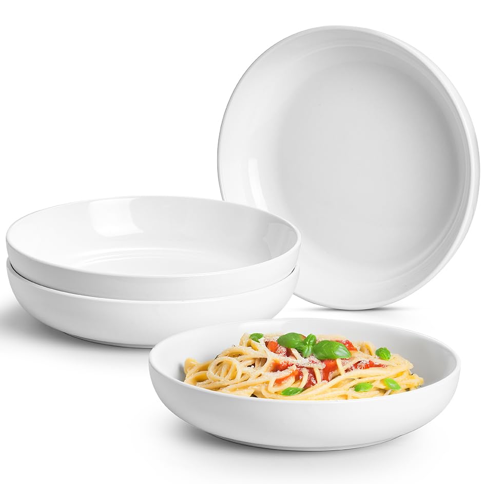 Jassceram 50oz Ceramic Pasta Bowls Set of 4 | Large Porcelain Salad Bowls