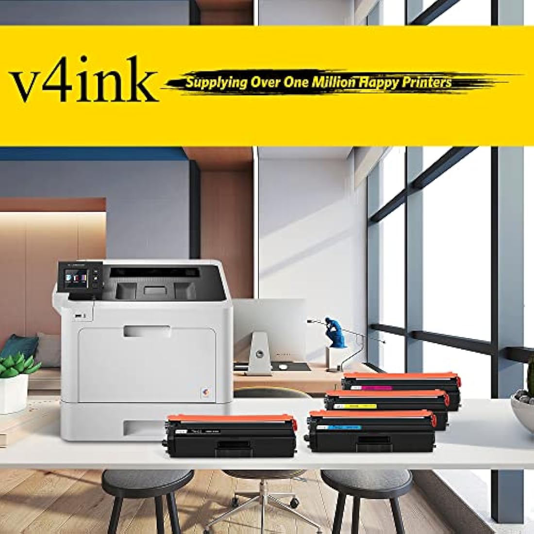 v4ink TN423 TN421 Compatible Toner Cartridges for Brother Printers, 4-Pack