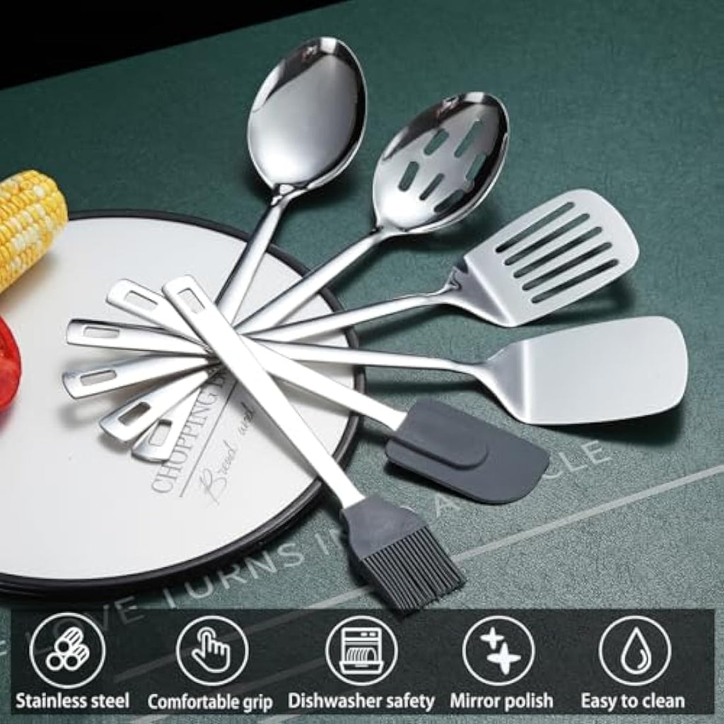 ReaNea 40-Piece Stainless Steel Kitchen Utensils Set with Holder