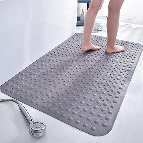 Non-Slip PVC Shower Mat – Anti-Mould Bath Mat, Grey (90x60cm)