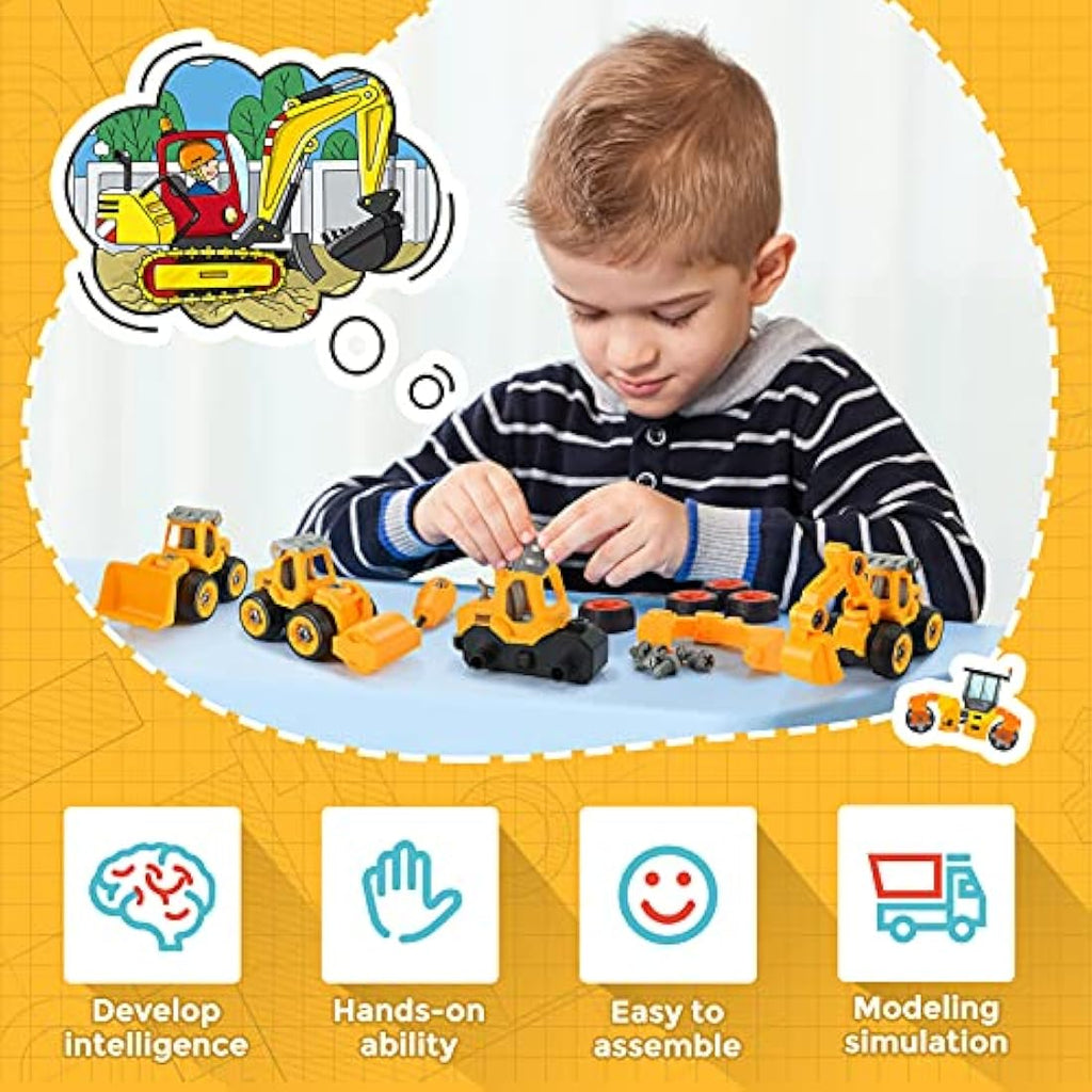 4-in-1 DIY Take-Apart Construction Truck Building Toy Set