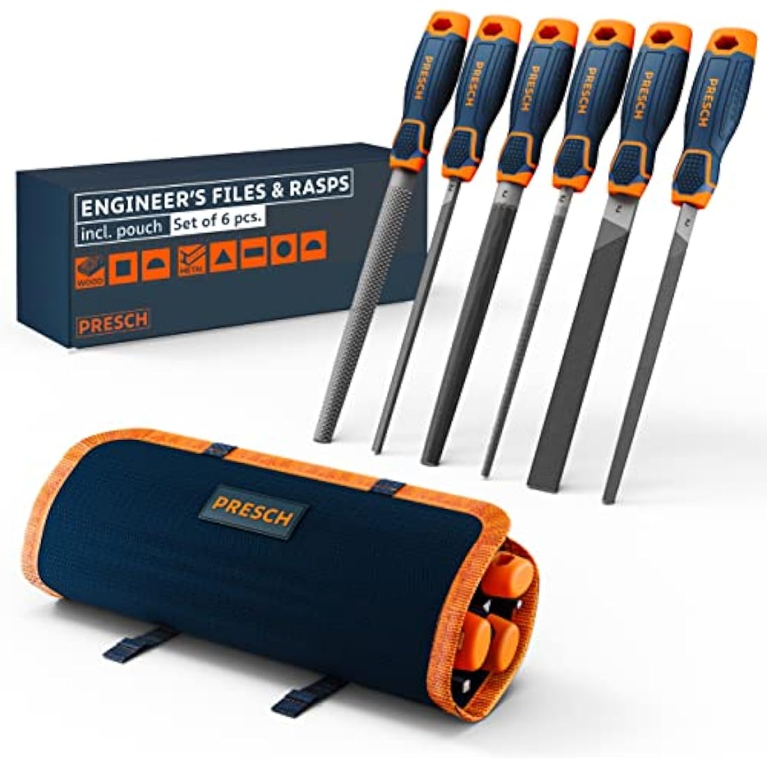 Presch 6-Piece Metal and Wood File Set | Carbon Steel Hand Tools