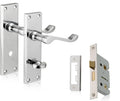Victorian Scroll Bathroom Door Handles with Lock Set