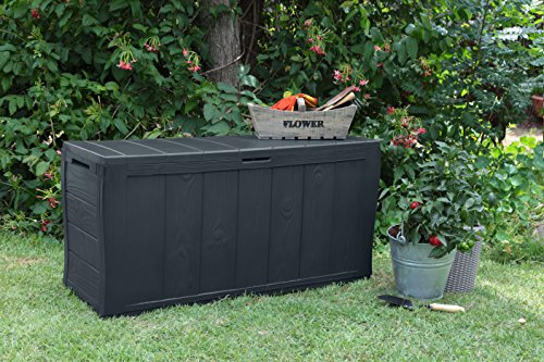 Keter Sherwood Garden Storage Box – 270L Resin Deck Box with Wheels
