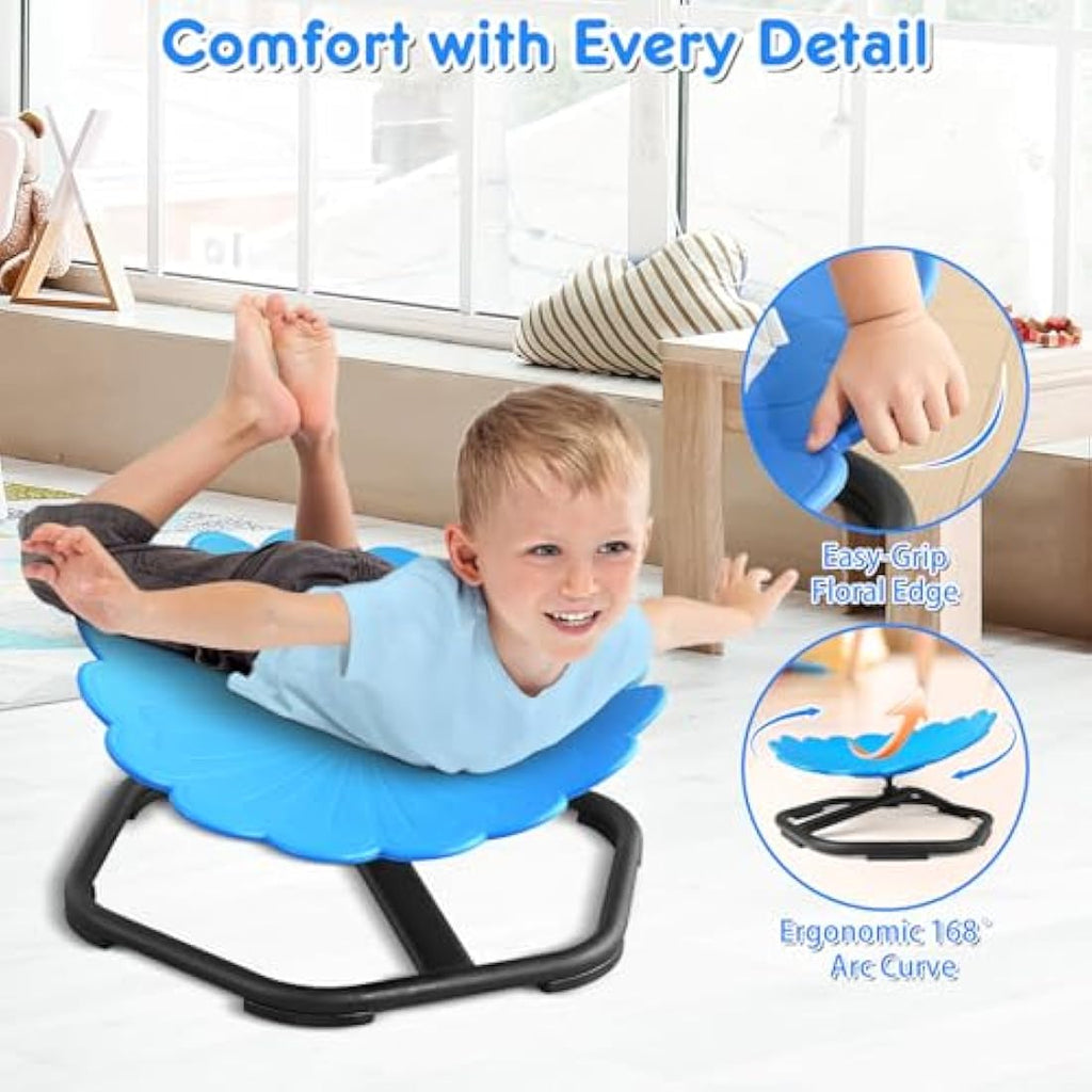 TERRAMUS Kids Swivel Chair – 360° Sensory Spinning Seat for Balance, Blue