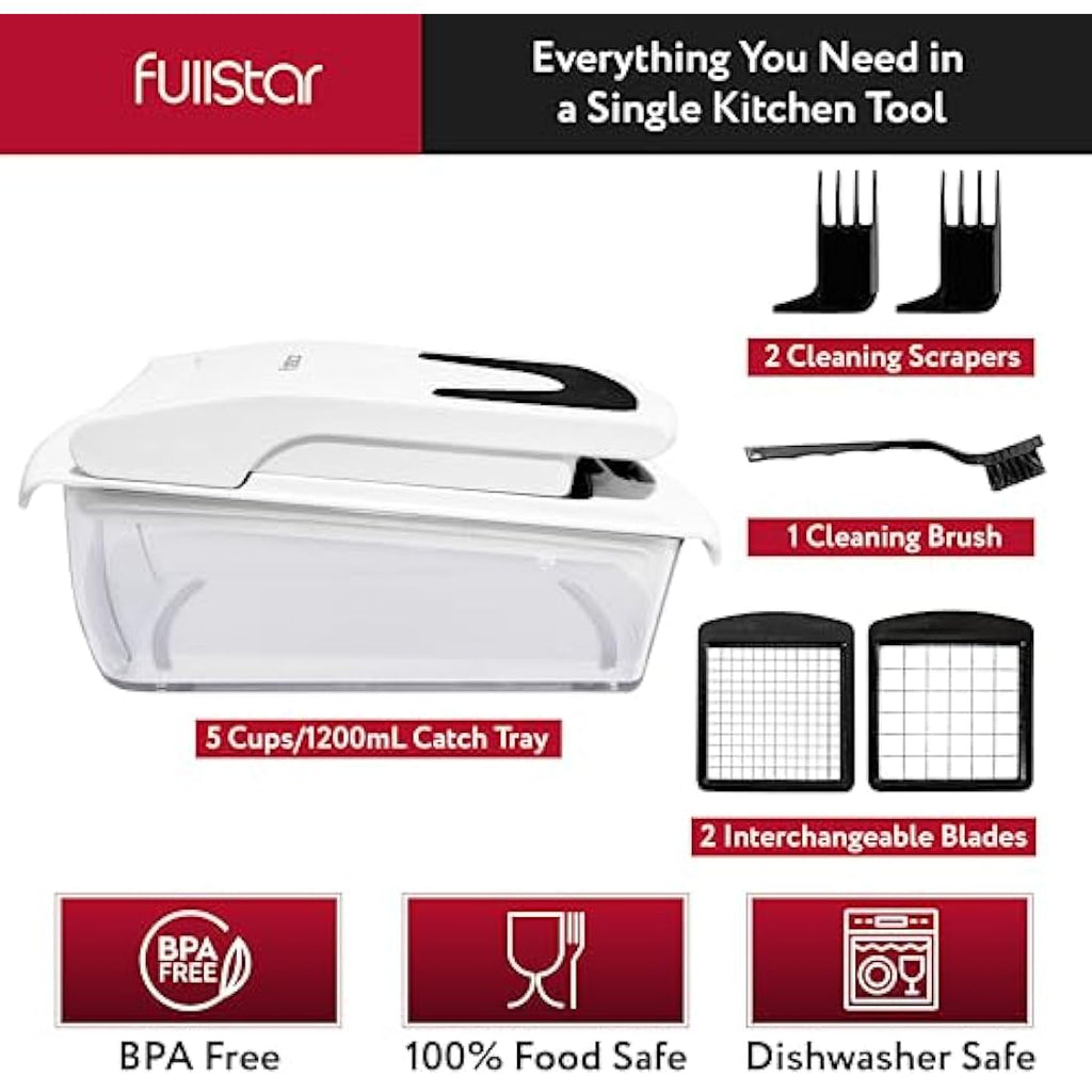 Fullstar Vegetable Chopper – 2-in-1 Manual Food Dicer with Catch Tray